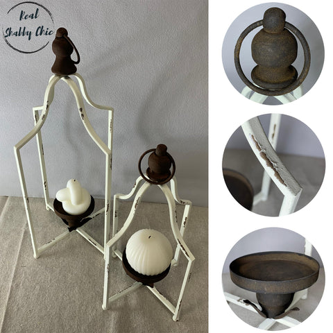 Fenisam distressed black and white lanterns showing brush marks