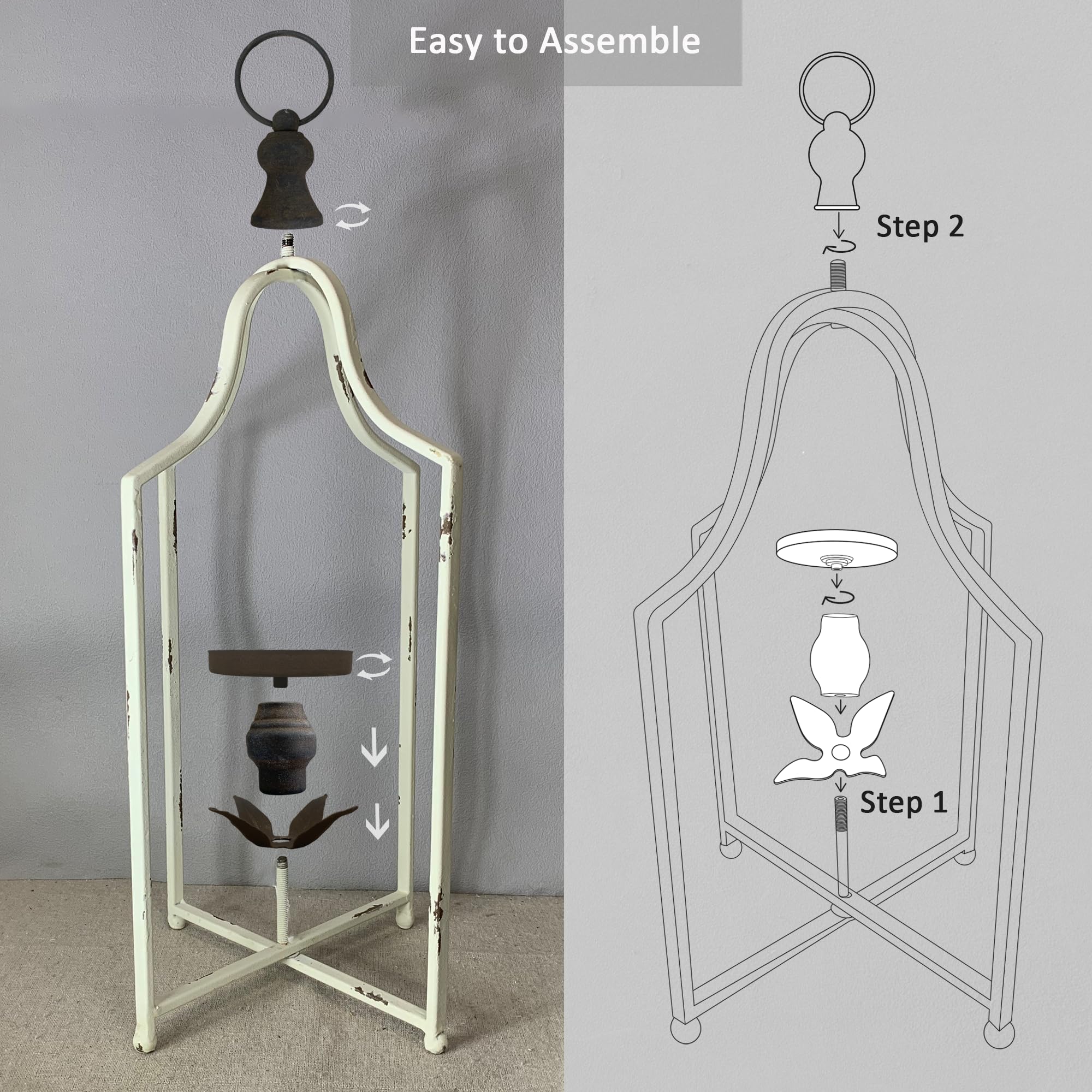 Fenisam lanterns placed on a mantel beside a cozy fireplace