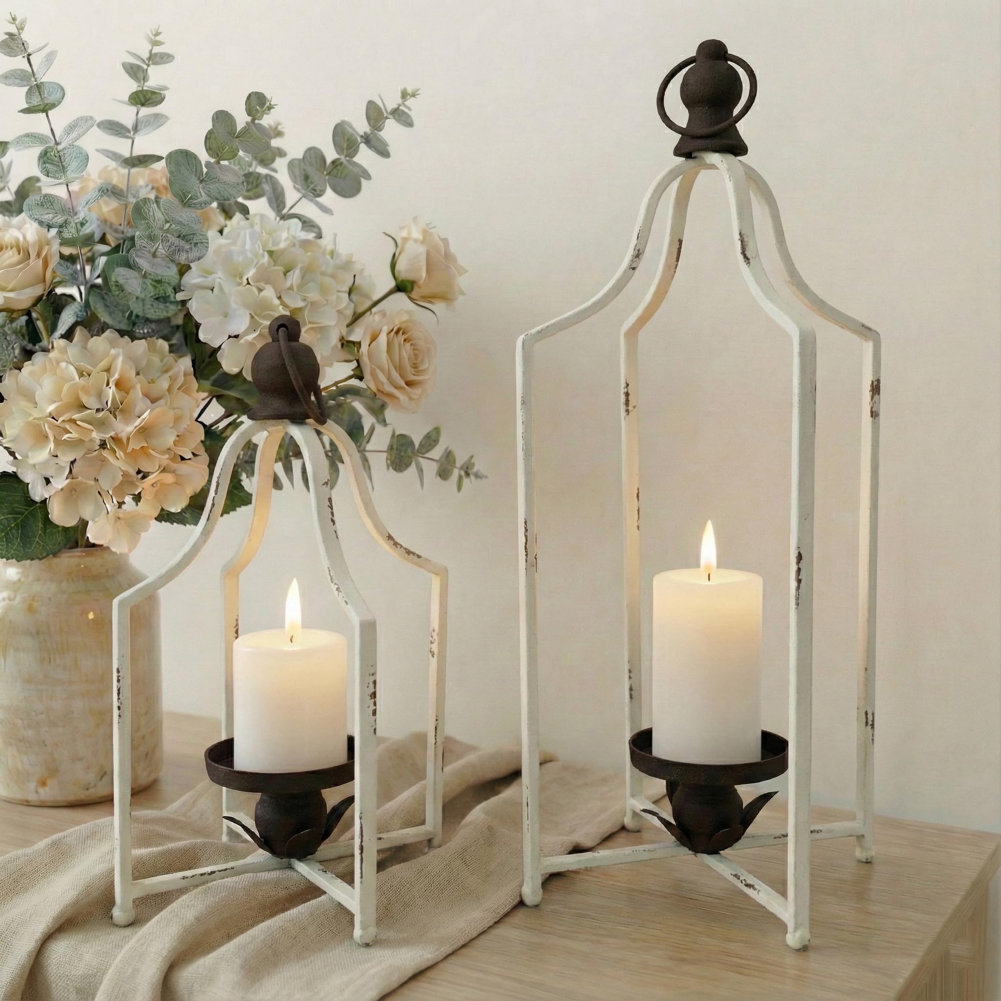 Fenisam timeless cozy lanterns 12.5 inch beside a fireplace for warm farmhouse charm