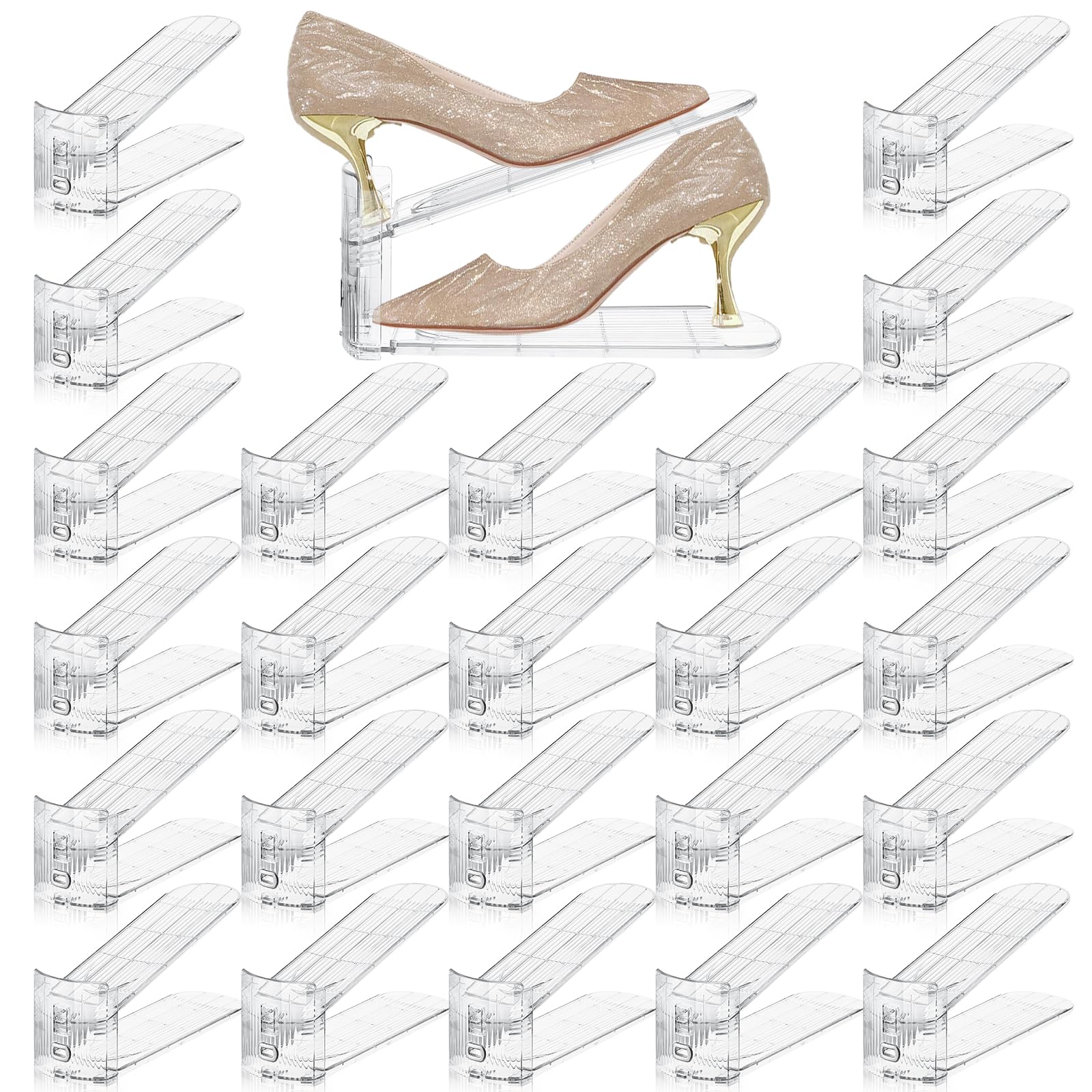 FENRUNXU shoe-slot-organizer-closet-24pack shows space-saving closet storage.