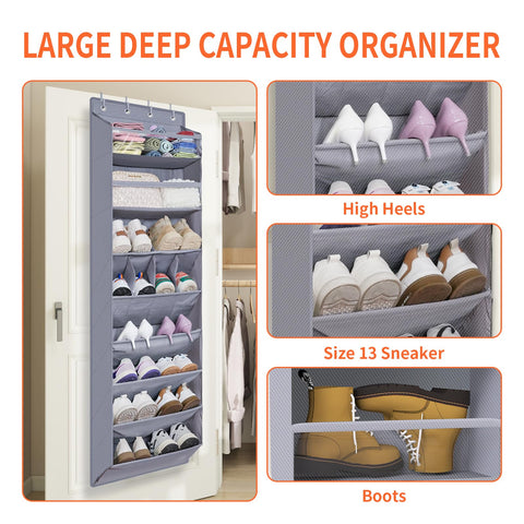 FENTEC 68-inch hanging rack with eight shelves keeps shoes neatly organized.