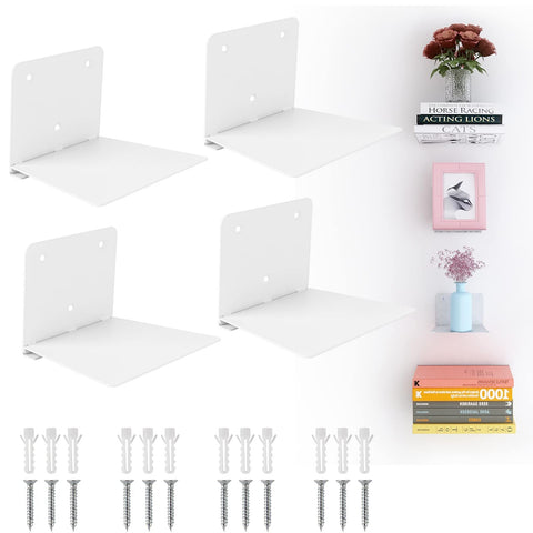FENTEC invisible floating bookshelf front view shows minimalist white design for decluttered walls.