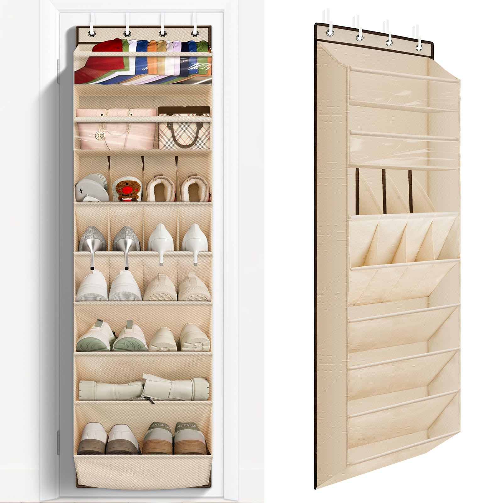 FENTEC over-the-door shoe organizer with 8 shelves for neat closet storage
