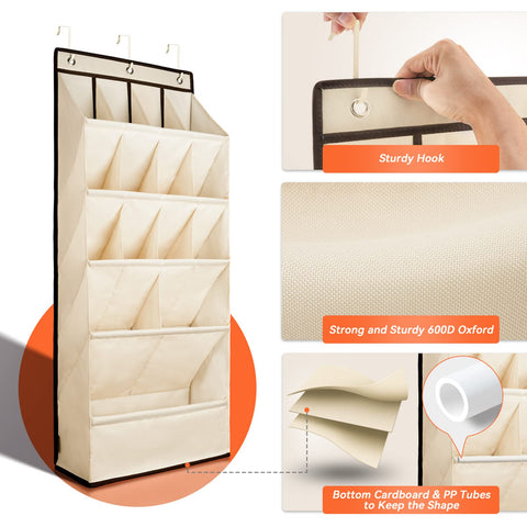 FENTEC hanging organizer over a door demonstrates easy, door-ready organization