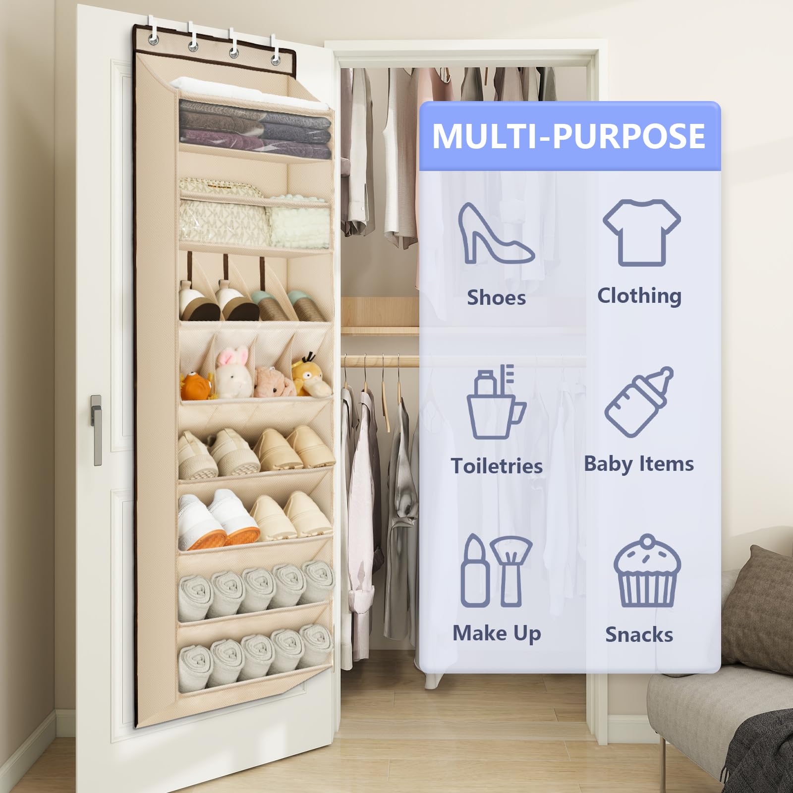 FENTEC sturdy tubing supports the door-mounted rack for stability
