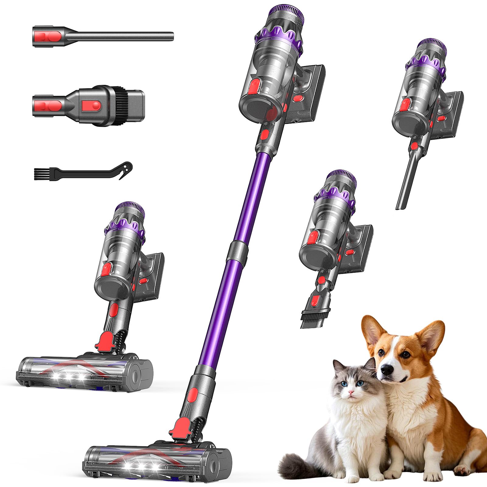 FEPPO cordless vacuum with brushless motor for deep cleaning on carpets and hard floors.