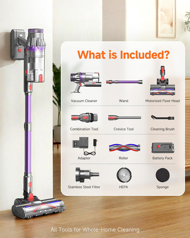 FEPPO versatile vacuum converts to handheld for stairs and car interiors.
