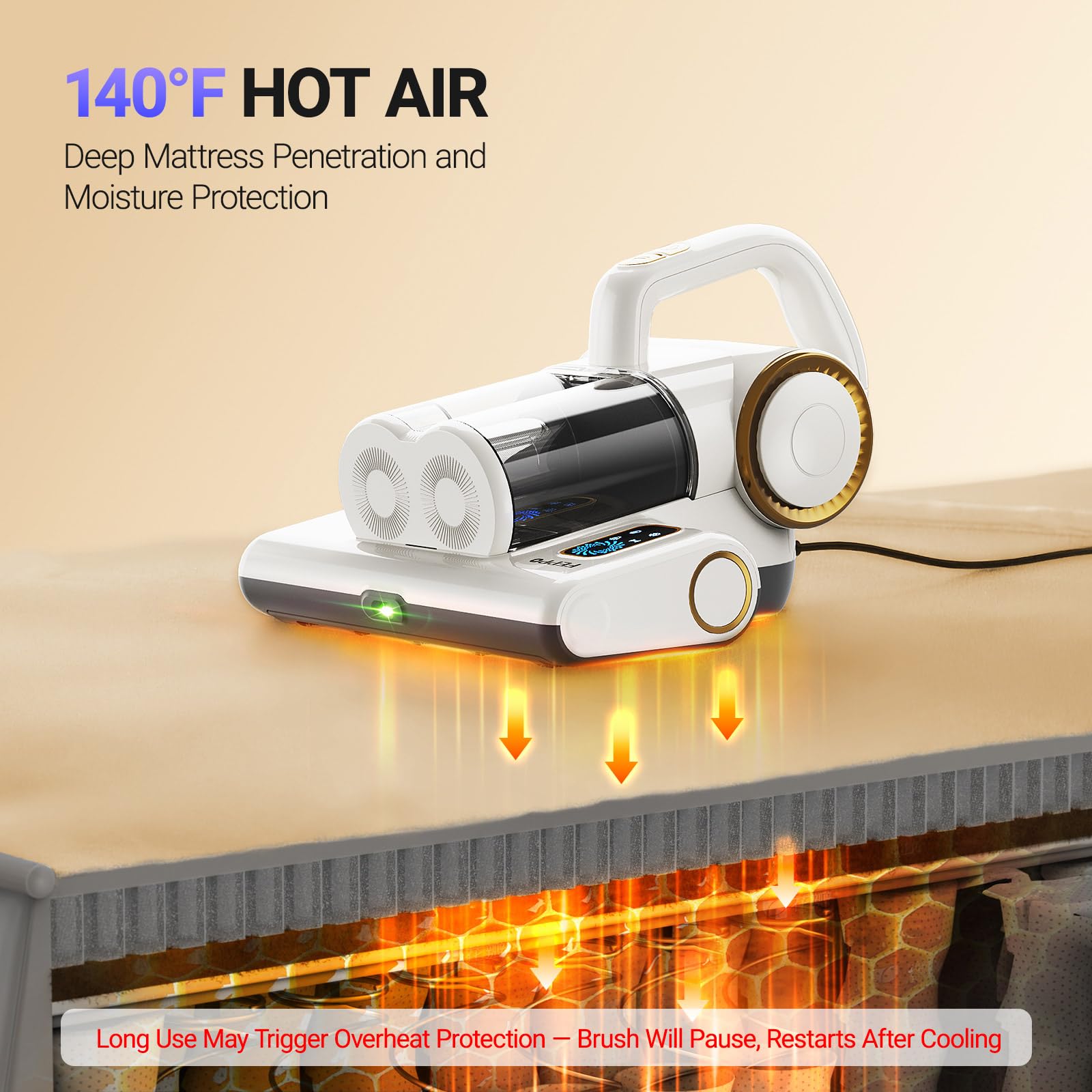 FEPPO HEPA filter dust cup traps fine particles around beds.