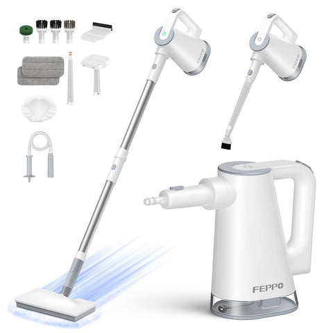 FEPPO Steam Mop all-in-one design demonstrates seamless floor-to-handheld versatility.
