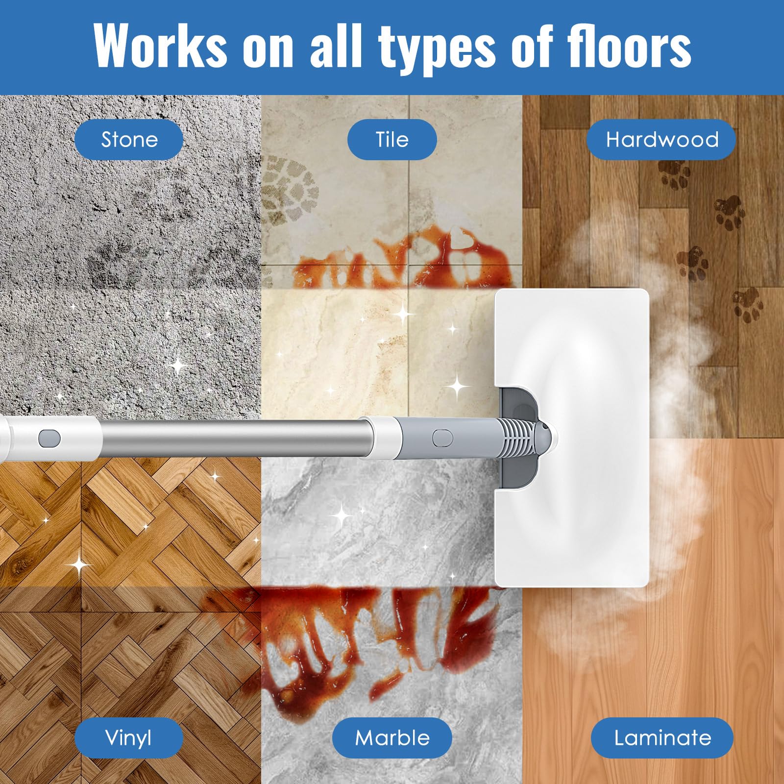 FEPPO Steam Mop 10-in-1 attachments cover versatile surfaces including windows and grout.