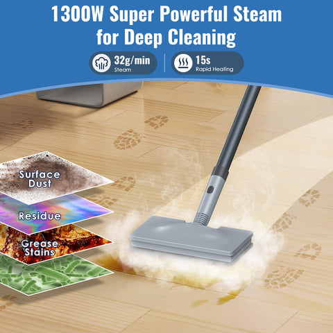 FEPPO steam mop 15s heat-up enables instant spot cleaning
