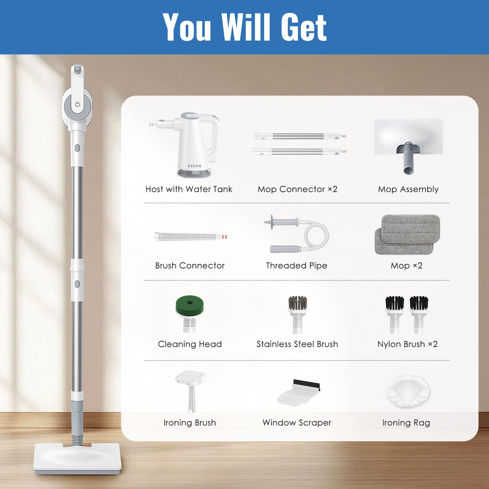 FEPPO steam mop window squeegee for glass cleaning