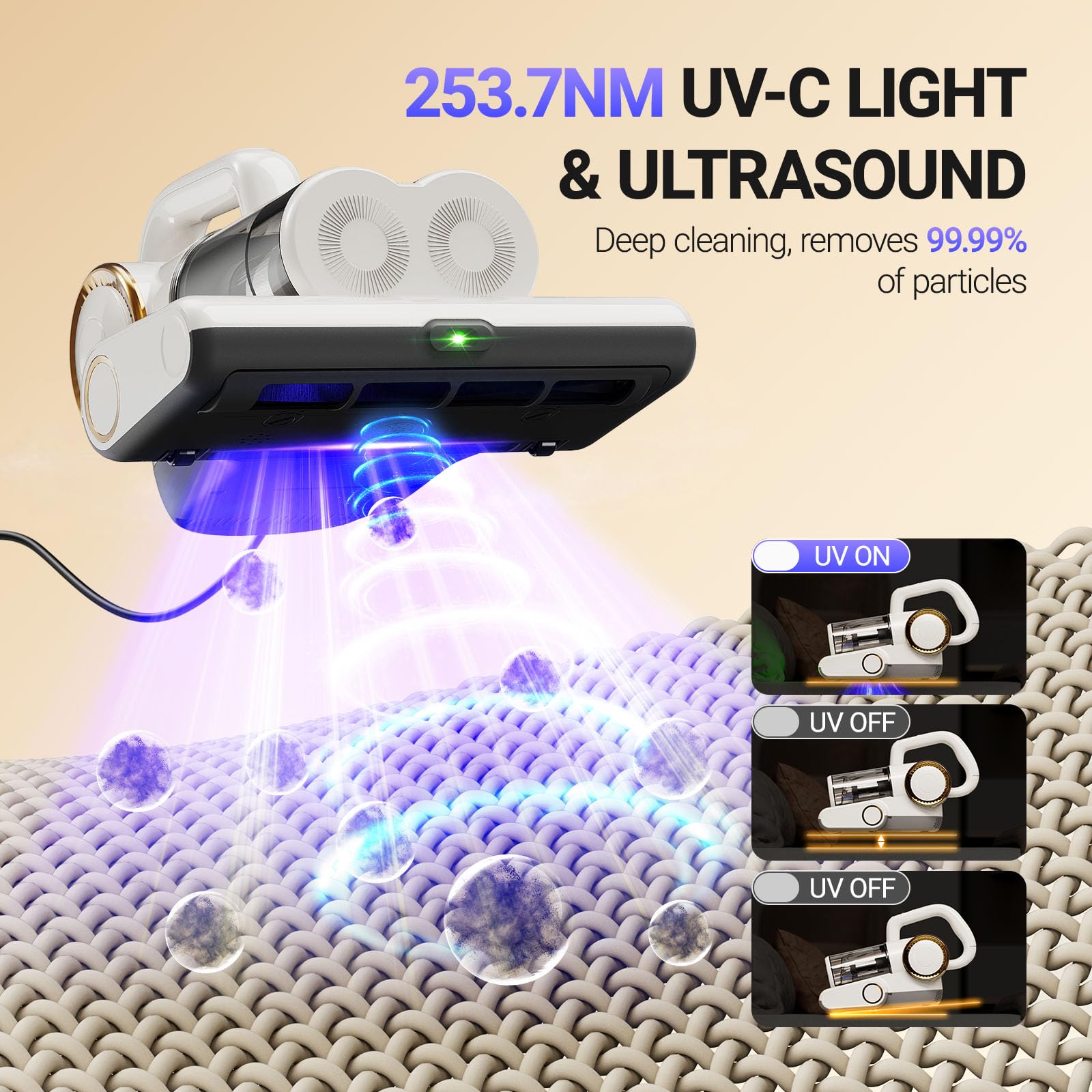 FEPPO Ultrasonic waves aid thorough fabric cleaning for a fresh feel.