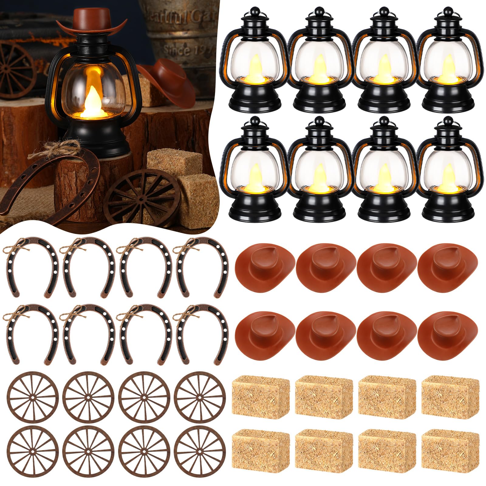 Ferraycle mini lanterns illuminate a rustic table with warm LED glow