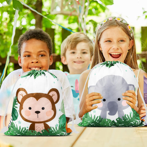 Ferraycle safari drawstring bag with monkey design for jungle-themed celebrations