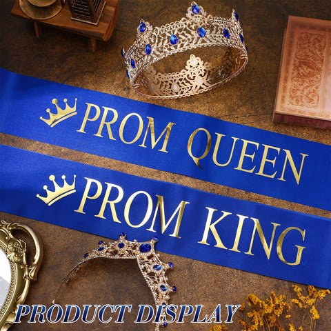 Ferreve blue-gold sash ribbon complements stages and dances with style.
