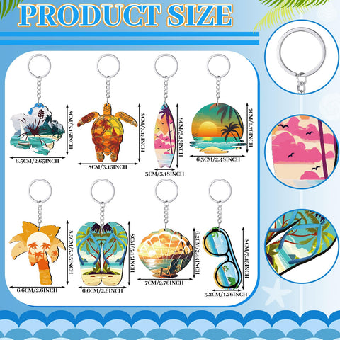 Ferreve flower wooden keychain, vibrant tropical decor for luau prizes