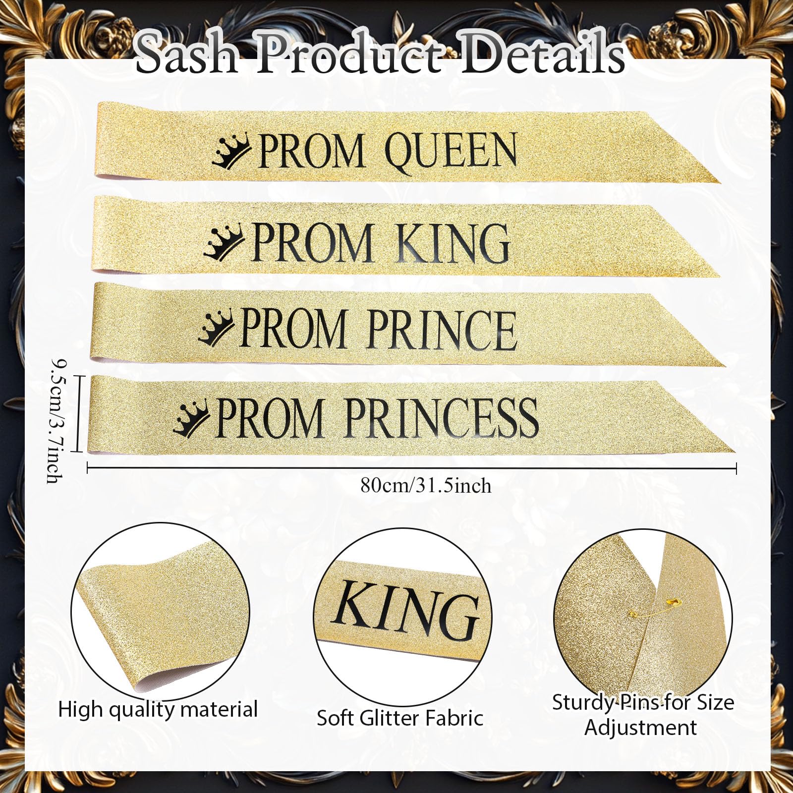 Ferreve gold alloy steel crown with detailed design for durable shine.