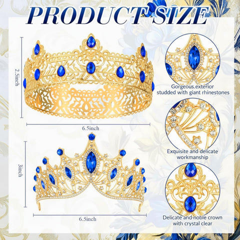 Ferreve king crown in blue diamonds with durable alloy build and lasting shine.