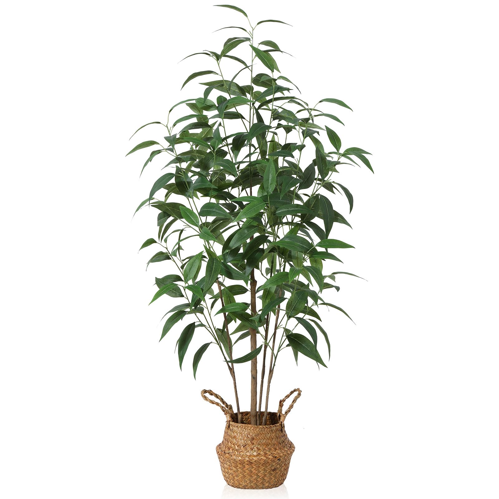 Ferrgoal artificial eucalyptus tree in pot, 4ft tall, low-maintenance home decor.
