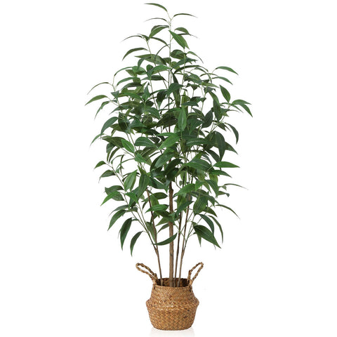 Ferrgoal artificial eucalyptus tree in pot, 4ft tall, low-maintenance home decor.