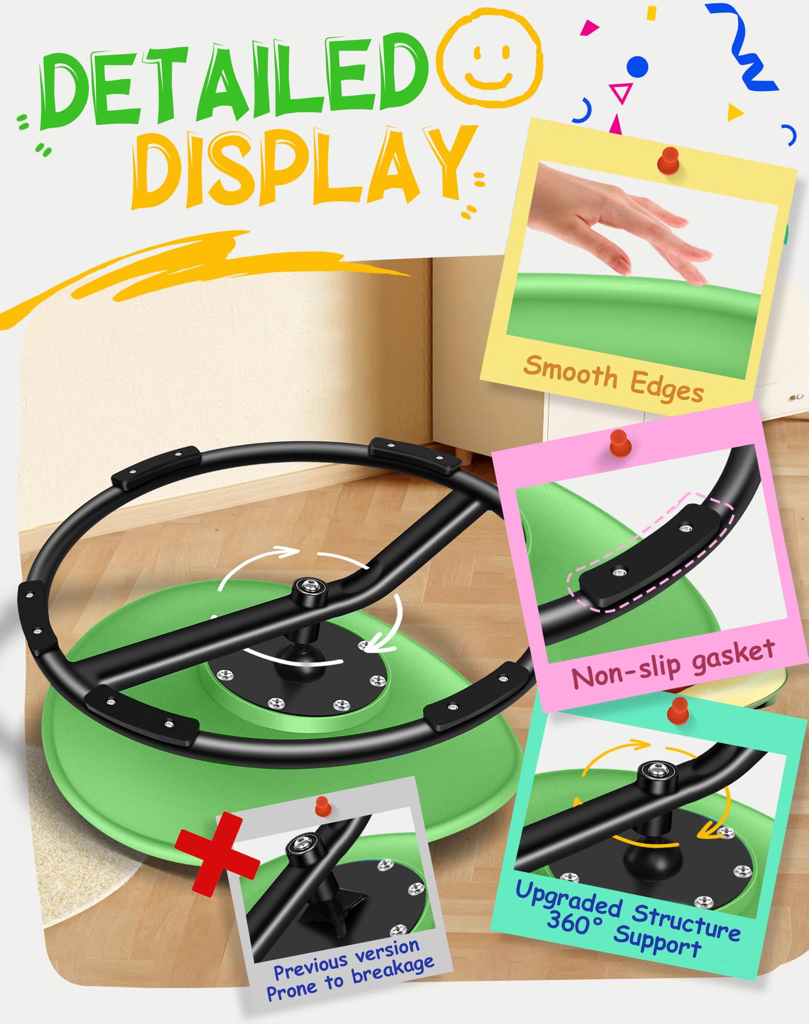 FERUERW Spinning Chair anti-slip base provides stable spinning for safe exploration