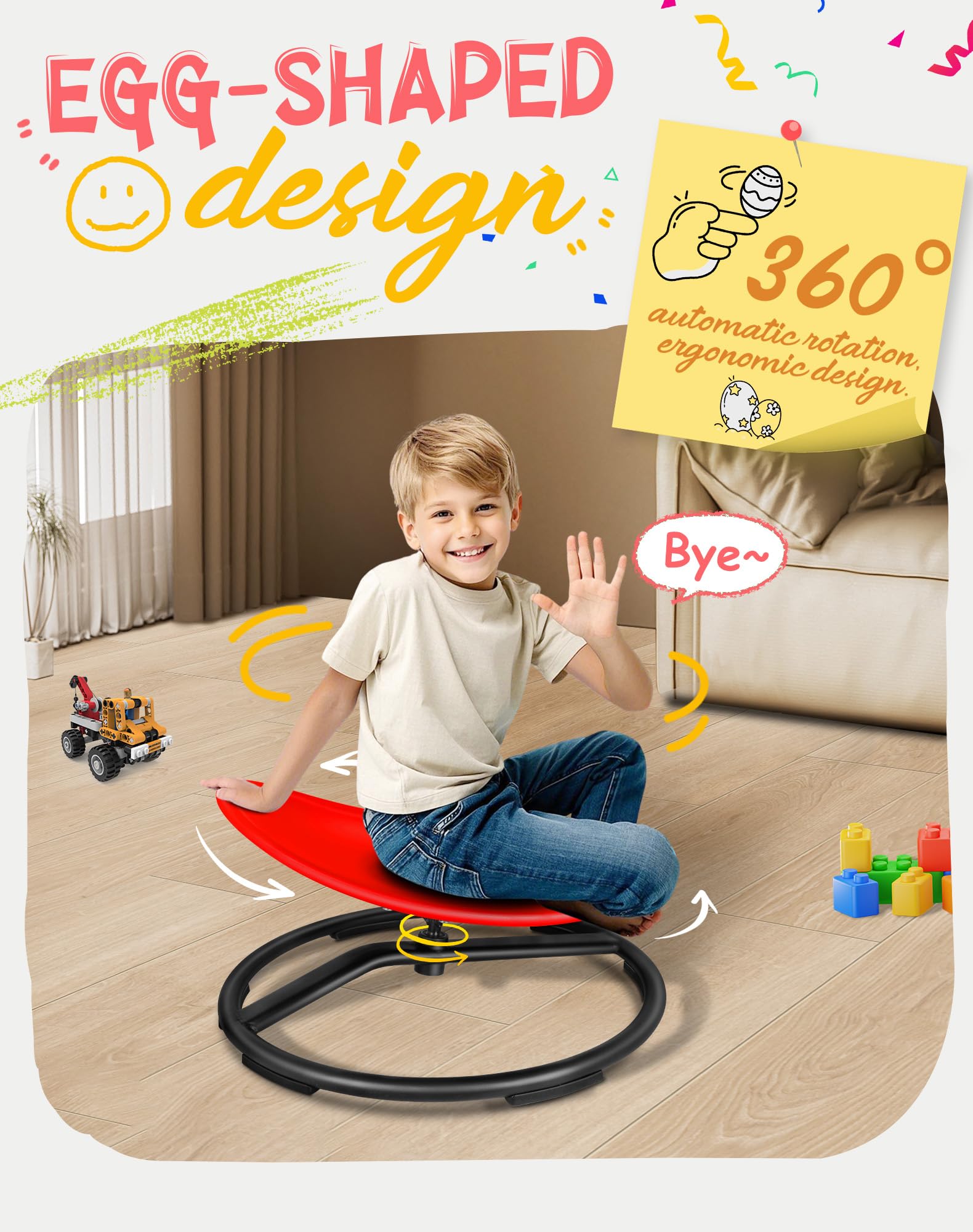 FERUERW Spinning Chair ergonomic design close-up shows comfortable seating