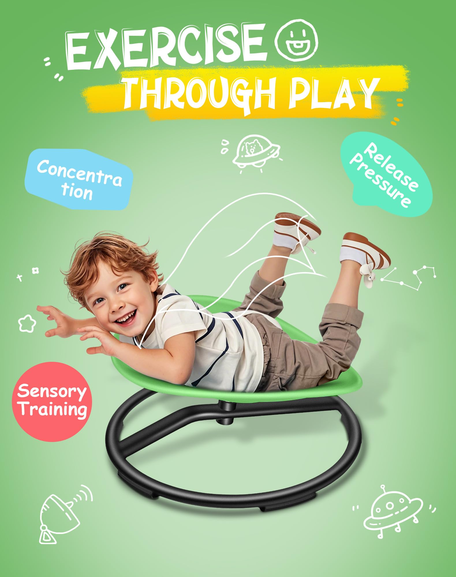 FERUERW Spinning Chair kid-friendly design invites children to spin and enjoy