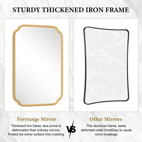 Ferytange gold mirror near the sink creates a welcoming morning routine.