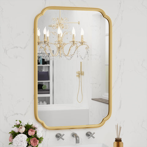 Ferytange gold vanity mirror 24x36 for wall mounting and elegant bathroom style