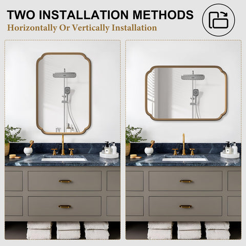 Ferytange gold vertical mounting mirror for tall bathrooms.