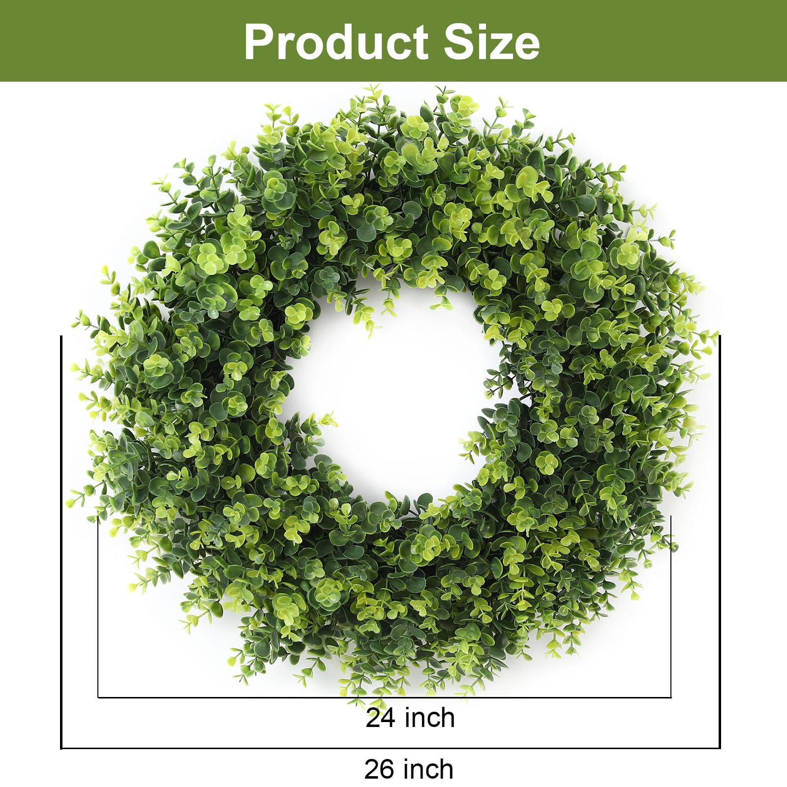 FestalMart 26-inch wreath full view on door showcasing generous foliage.