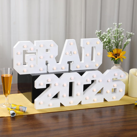 FestalMart Grad 2026 light-up letters, side view, enhances table centerpiece visibility.