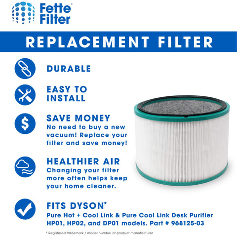 Fette Filter 360° glass filter for Dyson DP01 boosts filtration near your computer.