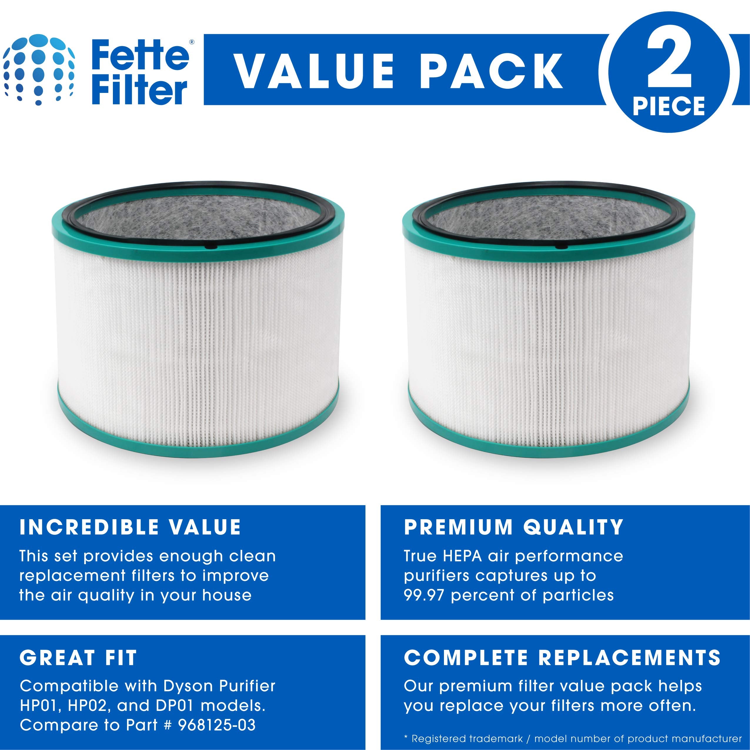 Fette Filter 360° glass filter for Dyson HP02 ensures refined air at your workspace.