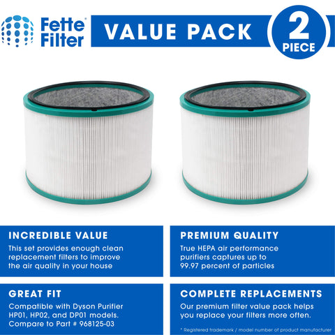 Fette Filter 360° glass filter for Dyson HP02 ensures refined air at your workspace.