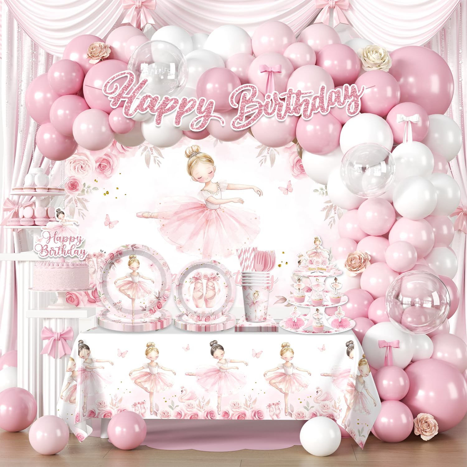 Fexivo ballerina banner for a charming party backdrop and photo moments