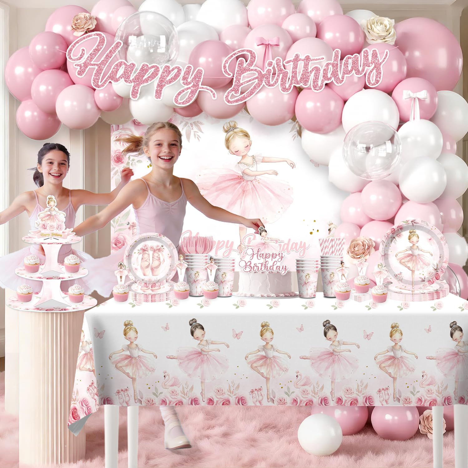 Fexivo ballerina napkins coordinate with the pink theme
