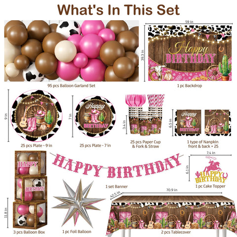 Fexivo balloon garland kit creates a cohesive, festive cowgirl atmosphere