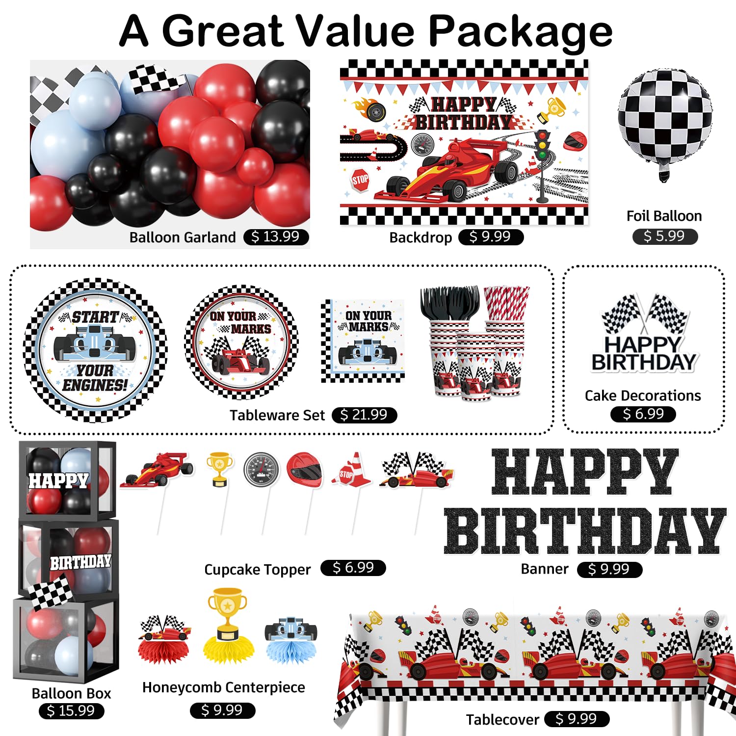 Fexivo cake topper race-car highlights the centerpiece without extra fuss.