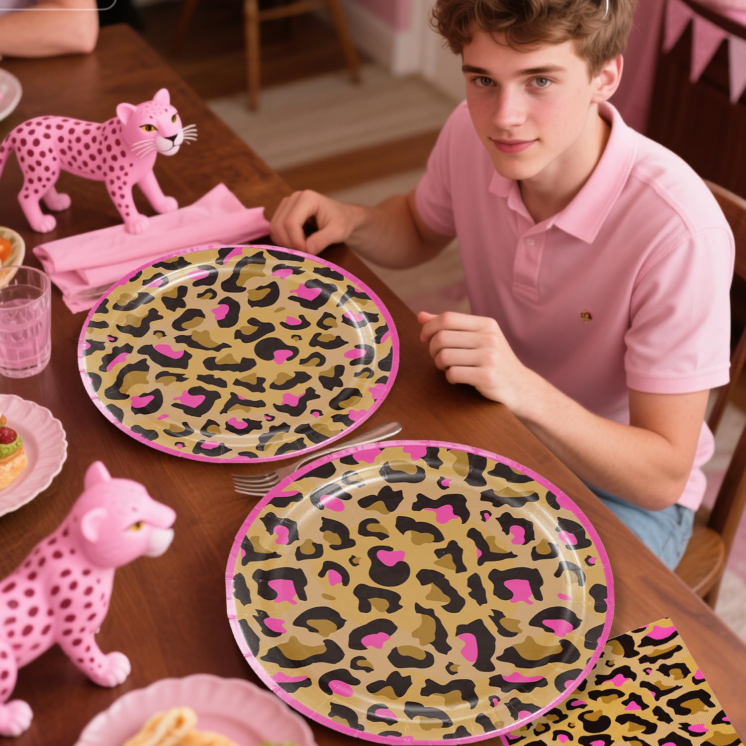 Fexivo cheetah plates 7-inch, sturdy for tasty servings.