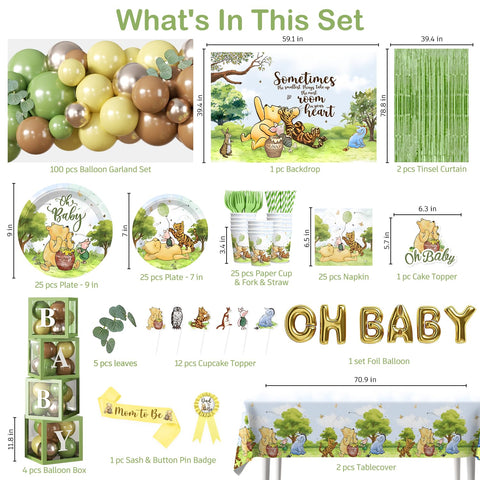 Fexivo classic bear backdrop creates a photo-worthy Pooh Bear party scene
