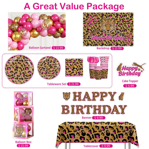 Fexivo leopard balloon arch serves as a statement centerpiece.