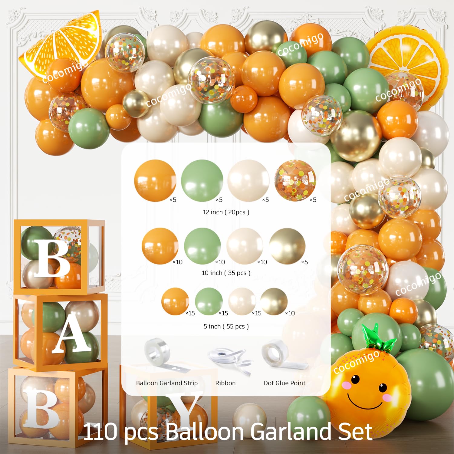 Fexivo orange shower decor collection ties the color scheme together