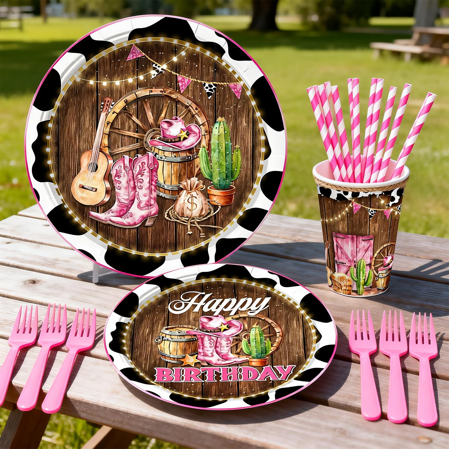 Fexivo 9-inch pink plates paired with themed dining