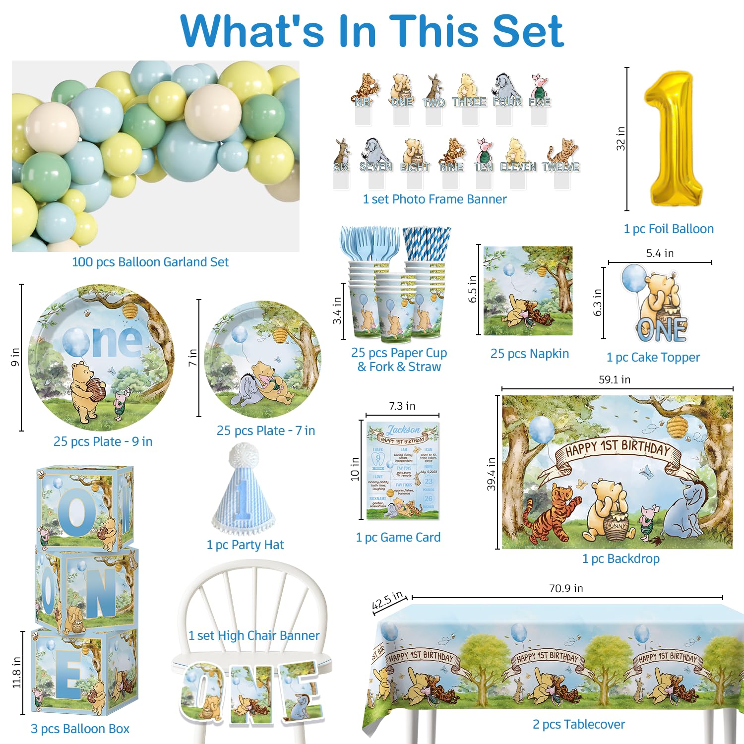 Fexivo Pooh banner and cake decorations add nostalgic party charm