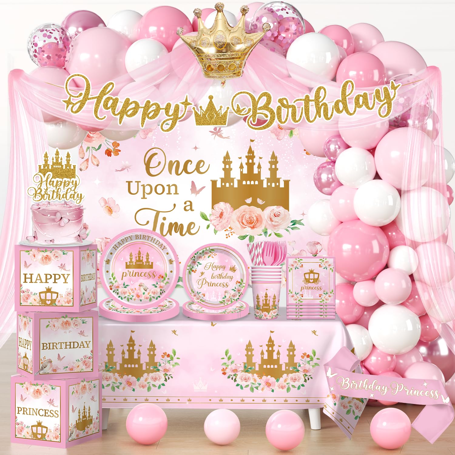 Fexivo princess backdrop creates fairy-tale photos and lush party atmosphere.
