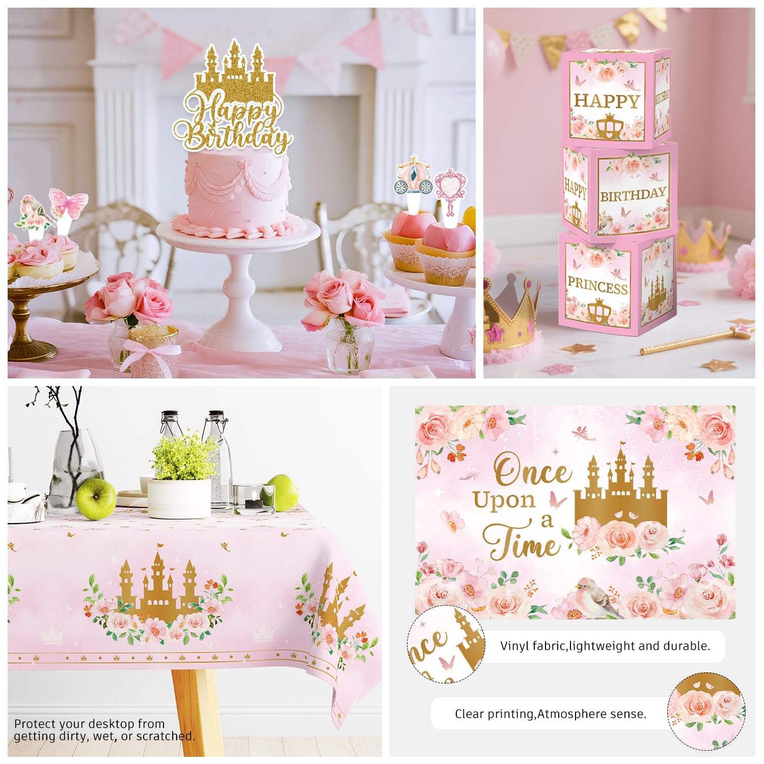 Fexivo princess cake topper marks the dessert centerpiece with elegance.