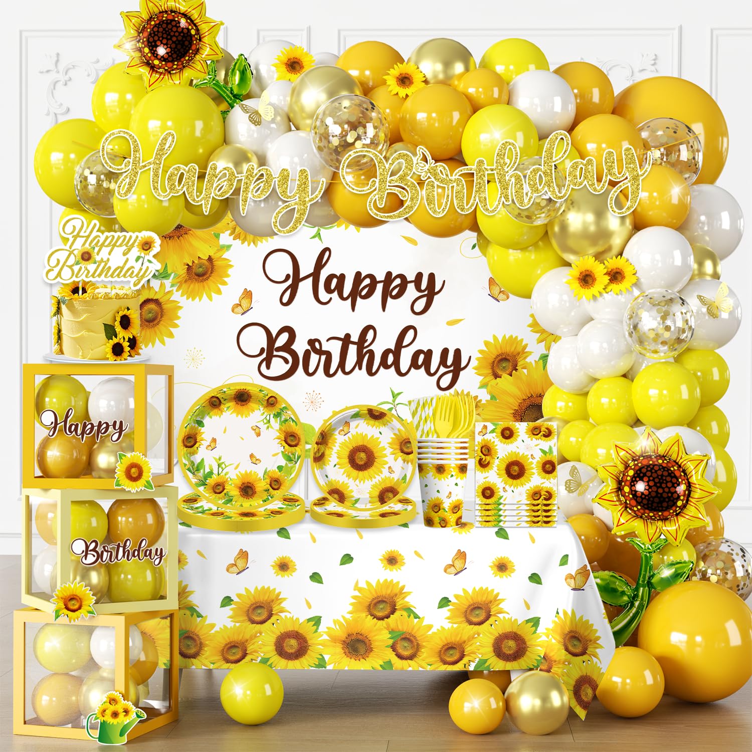 Fexivo sunflower birthday backdrop creates a sunny party focal point