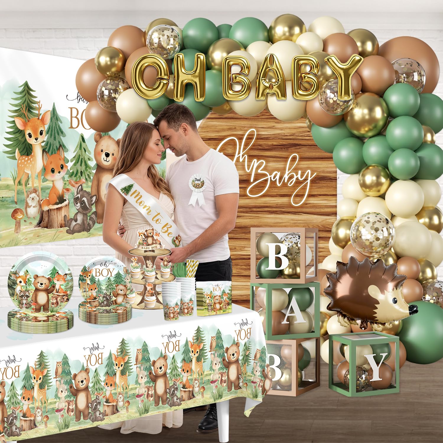 Fexivo backdrop creates woodland ambiance for photos and welcome area